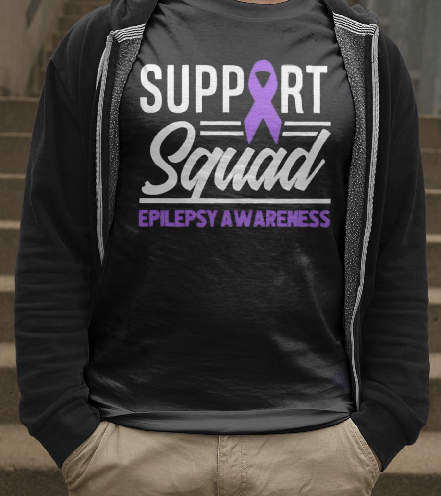 Support Squad Epilepsy Awareness Purple Ribbon T-Shirt