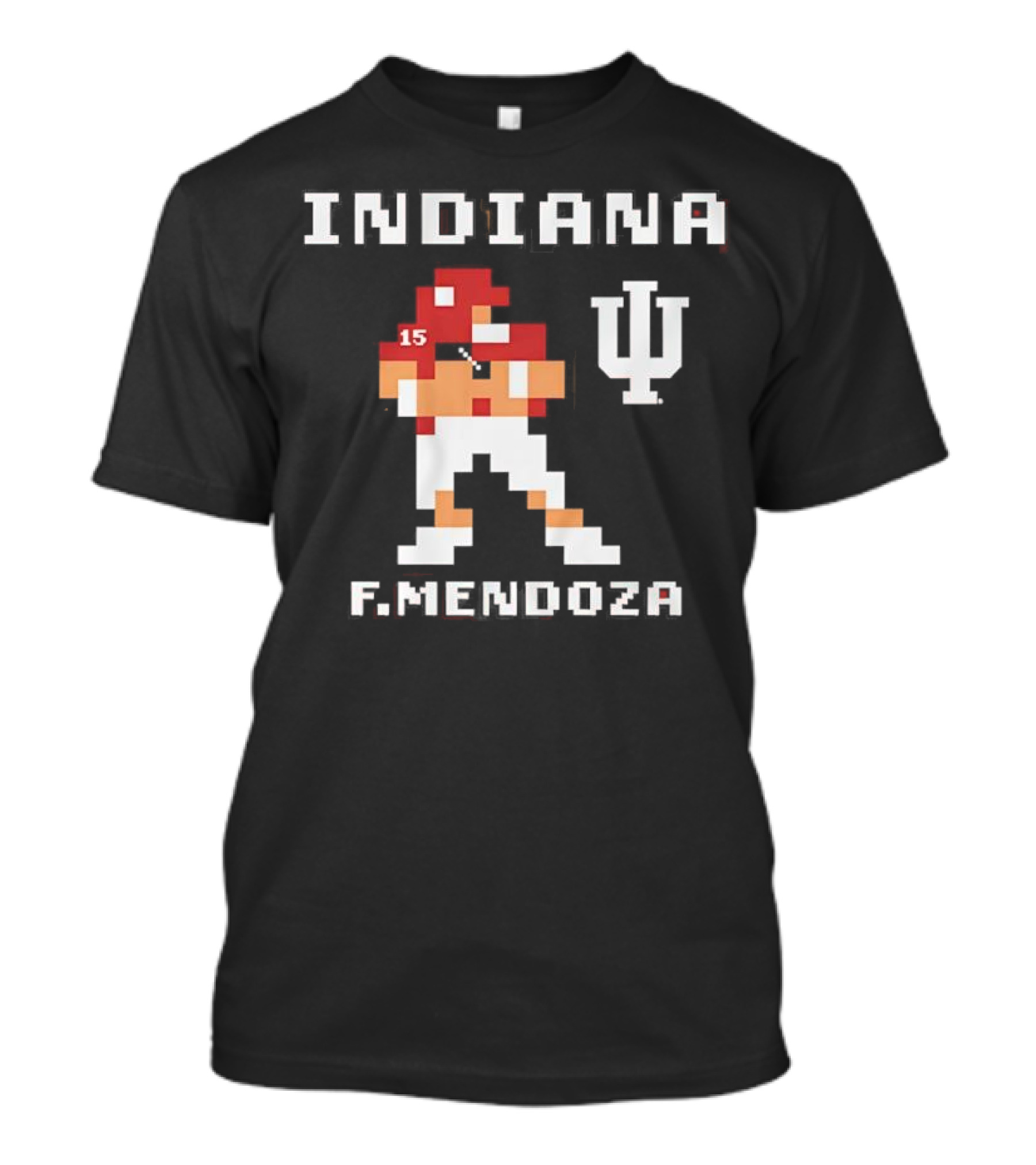 Indiana Football F. Mendoza Retro Pixel Art Player Number 15 T-Shirt