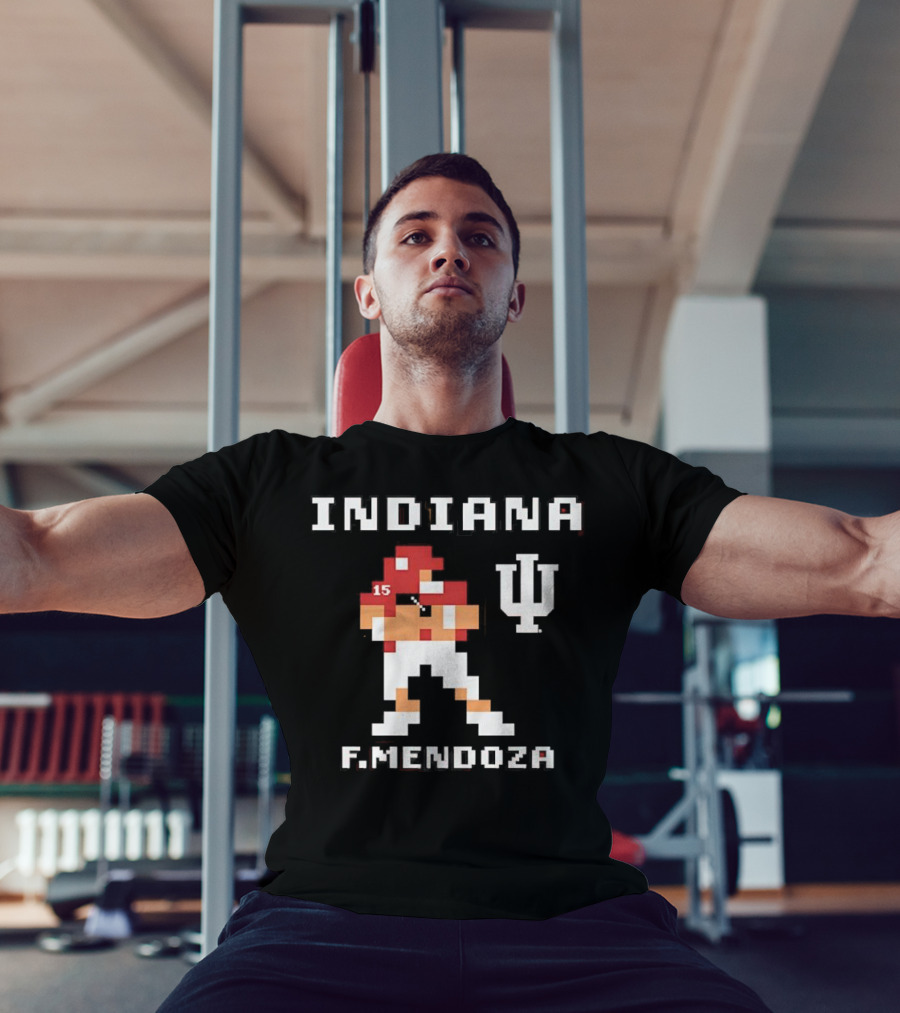Indiana Football F. Mendoza Retro Pixel Art Player Number 15 T-Shirt