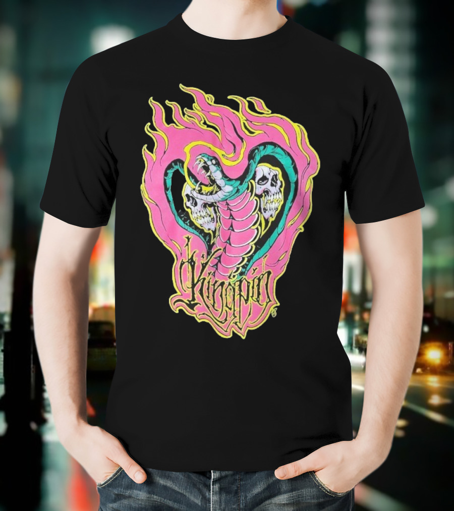 Kingpin Cobra Snake With Skulls And Flames T-Shirt