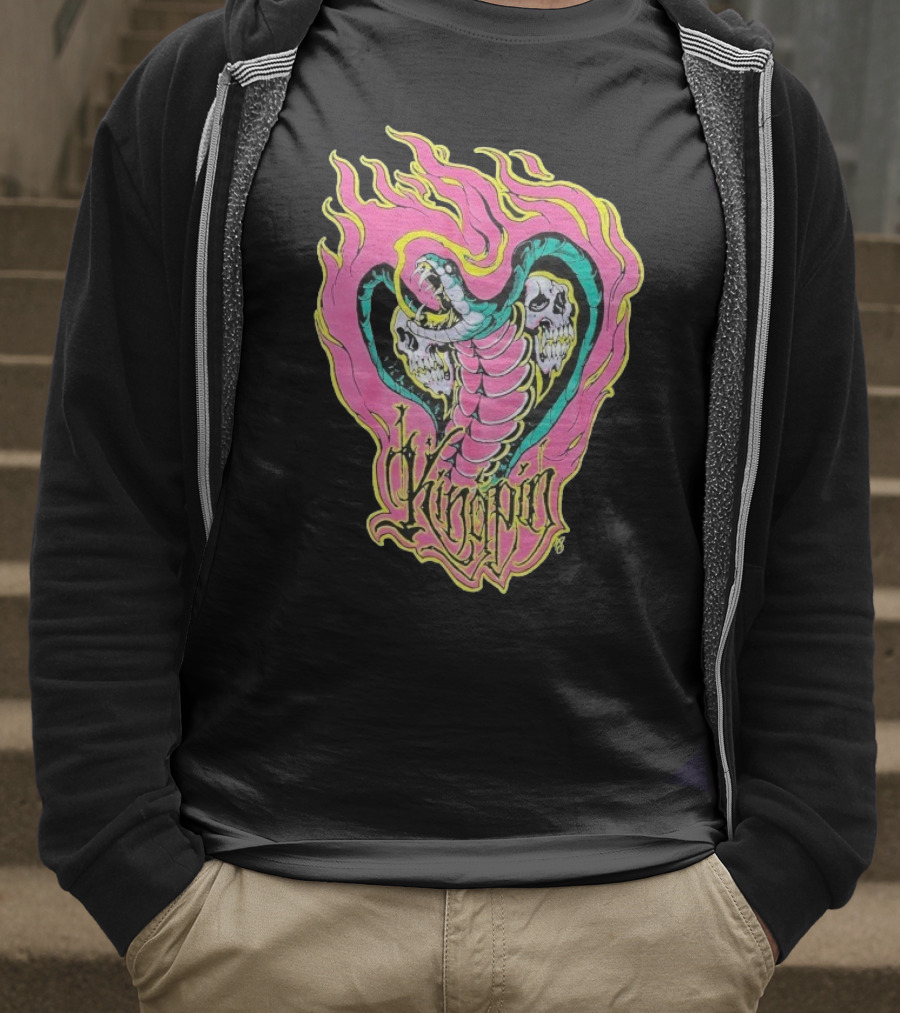 Kingpin Cobra Snake With Skulls And Flames T-Shirt