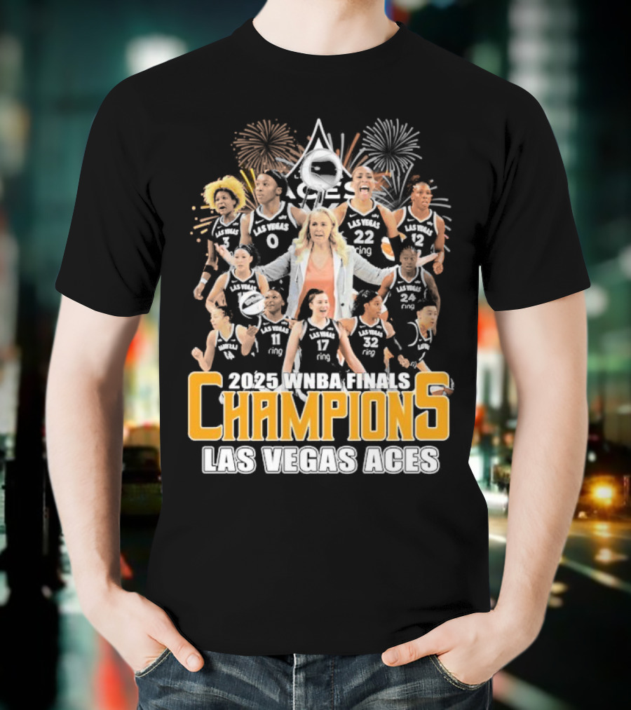 2025 WNBA Finals Champions Las Vegas Aces Team Celebration T-Shirt