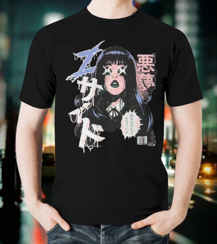 Laurenzside Spooky Japanese Horror Manga Style T-Shirt