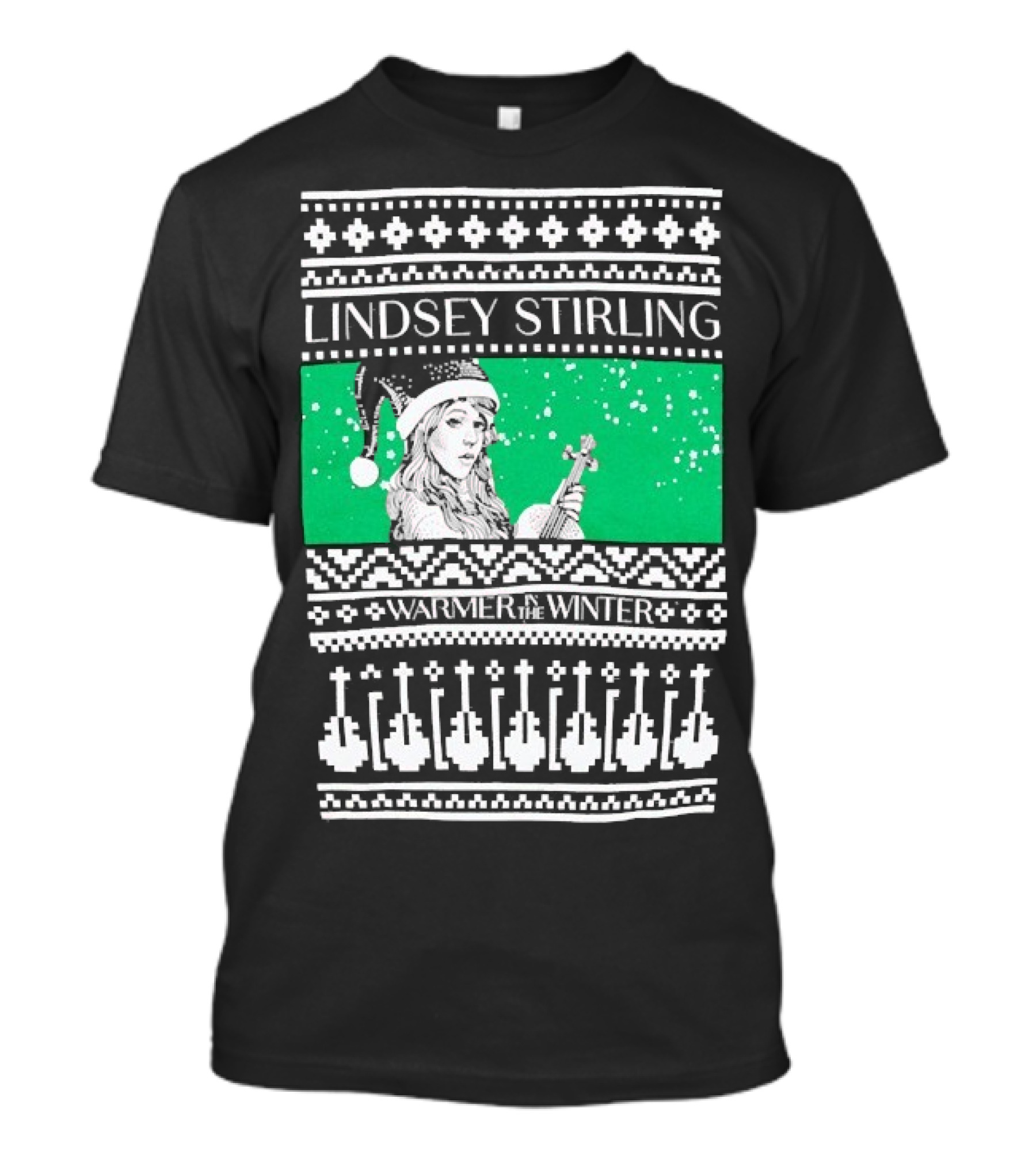 Lindsey Stirling Warmer In The Winter 8 Bit Ugly Holiday Xmas Christmas Santa Violin T-Shirt