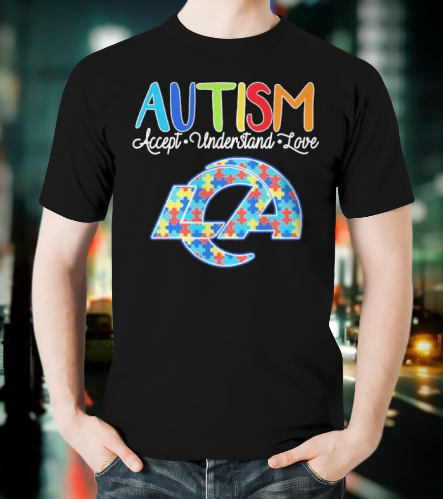 Los Angeles Rams Autism Accept Understand Love Puzzle Rams T-Shirt