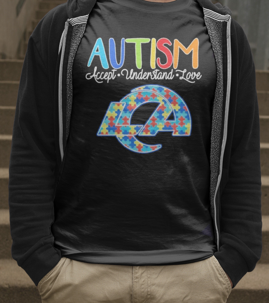Los Angeles Rams Autism Accept Understand Love Puzzle Rams T-Shirt