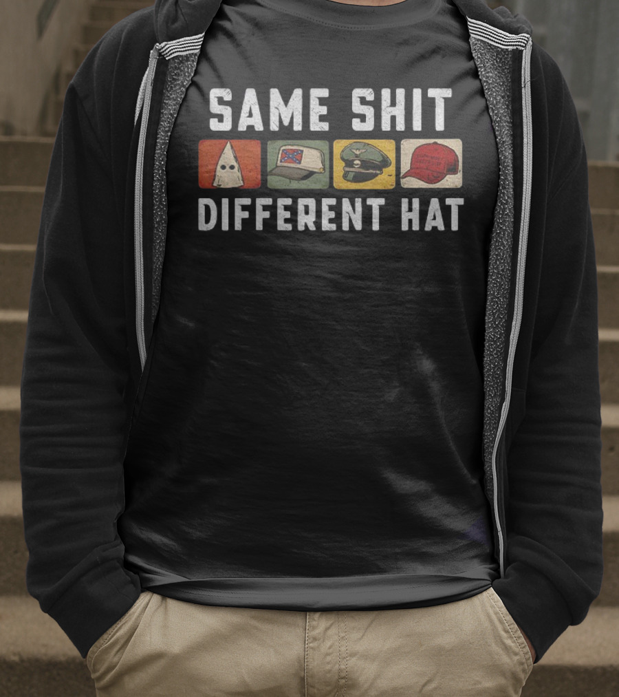 Same Shit Different Hat Ku Klux Klan Confederate Waffen MAGA Satire T-Shirt
