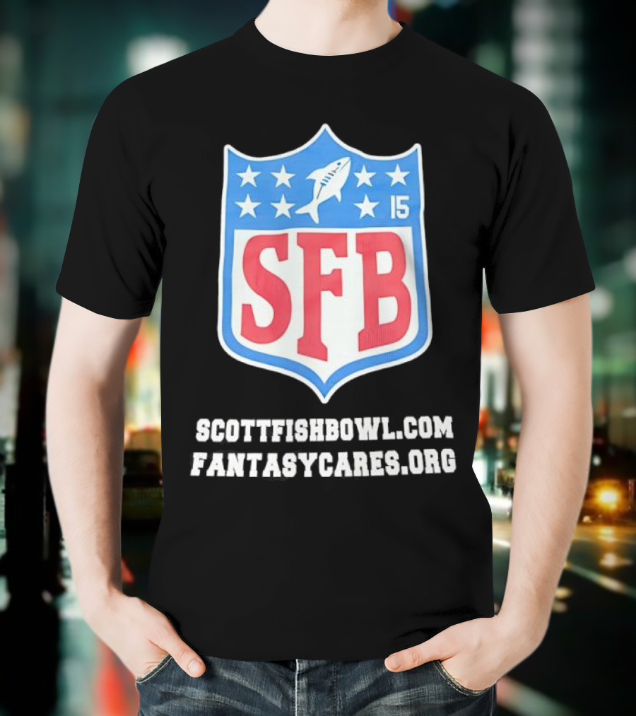 Scott Fish Bowl 15 SFB FantasyCares NFL Shield T-Shirt