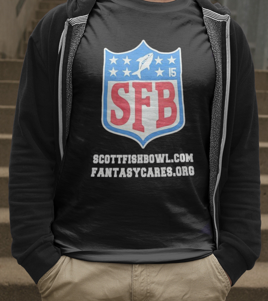 Scott Fish Bowl 15 SFB FantasyCares NFL Shield T-Shirt
