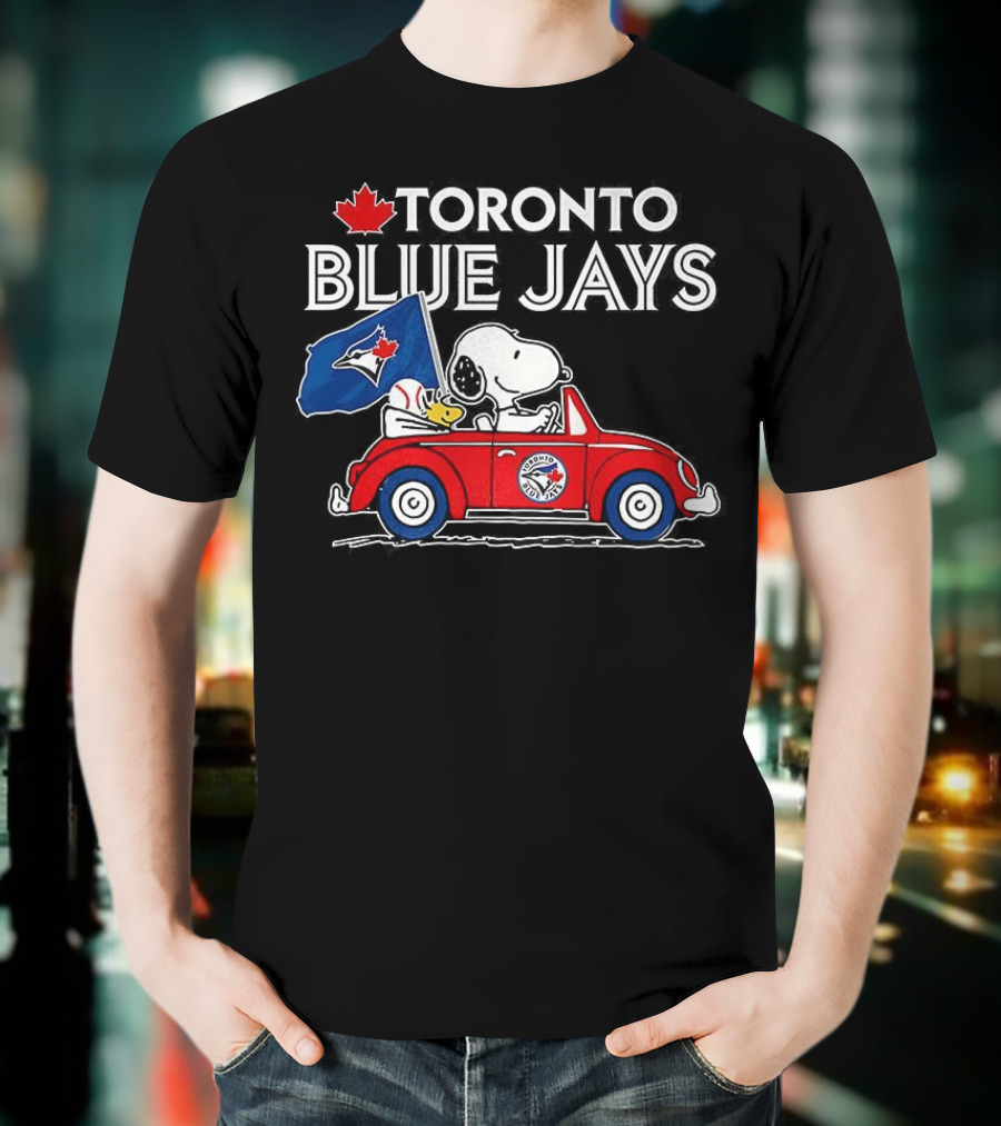 Toronto Blue Jays Snoopy Woodstock Volkswagen Beetle Fan Celebration T-Shirt