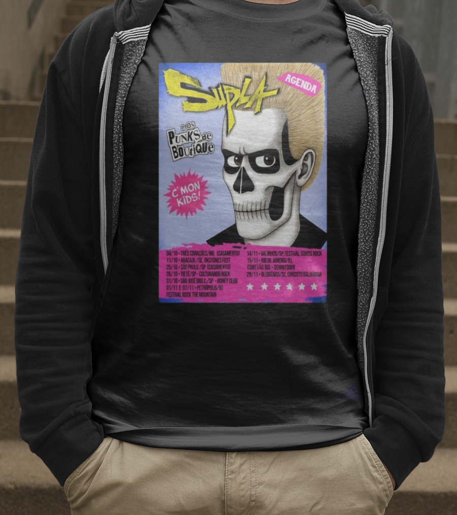Supla Os Punks De Boutique C'mon Kids! 2025 Tour Agenda Festival Somos Rock T-Shirt