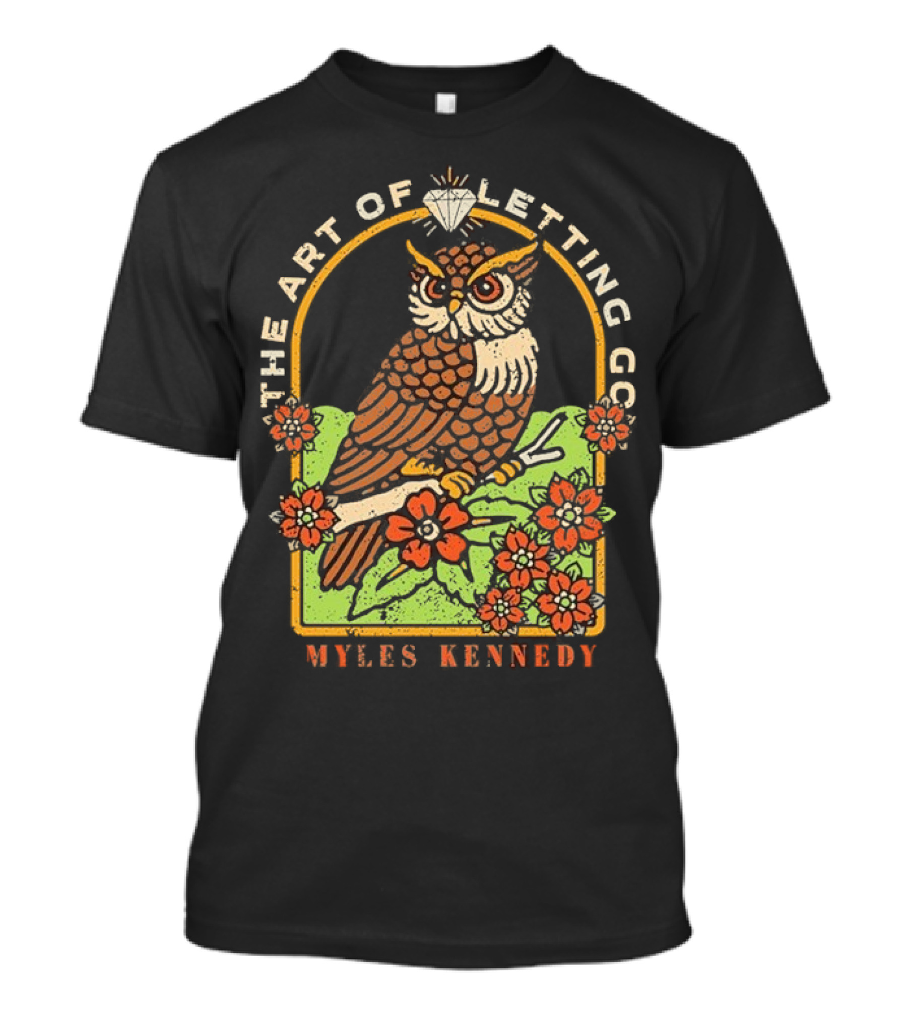 Myles Kennedy The Art Of Letting Go Diamond Owl With Flowers T-Shirt