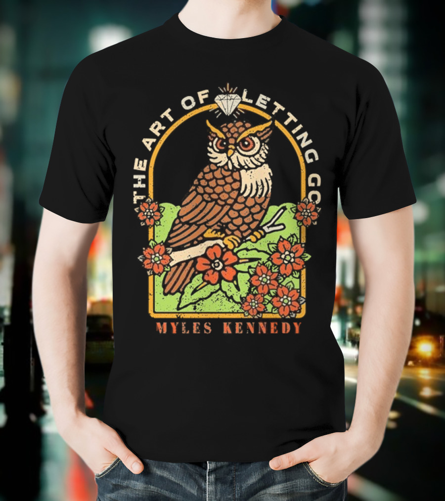 Myles Kennedy The Art Of Letting Go Diamond Owl With Flowers T-Shirt