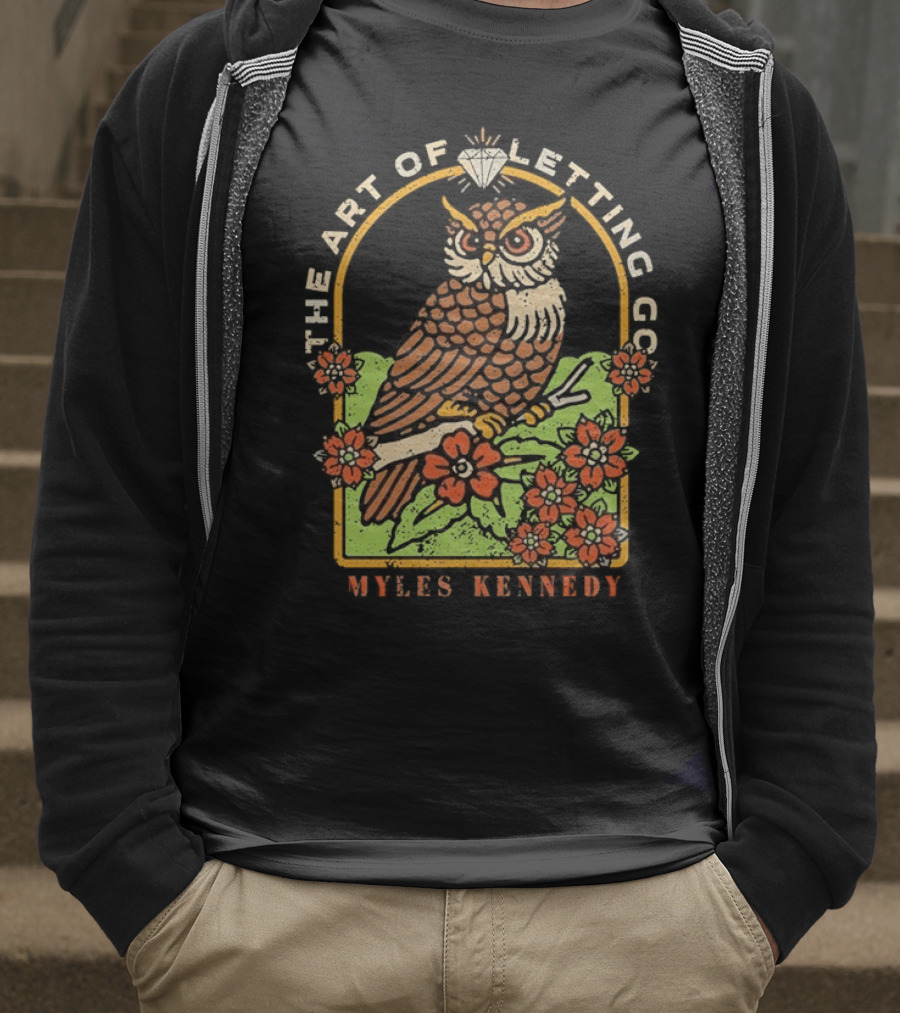 Myles Kennedy The Art Of Letting Go Diamond Owl With Flowers T-Shirt