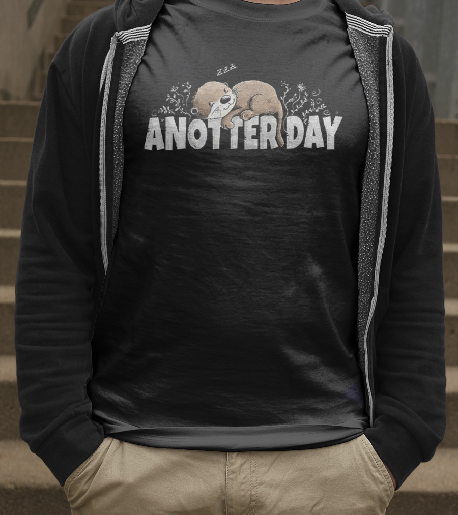 Anotter Day Otter Sleeping With Plants And Zzz T-Shirt