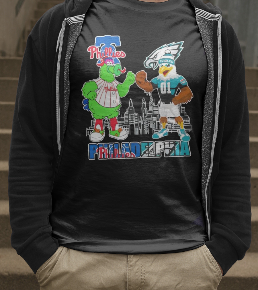 Phillie Phanatic Philadelphia Phillies Swoop Eagles Skyline Philadelphia T-Shirt