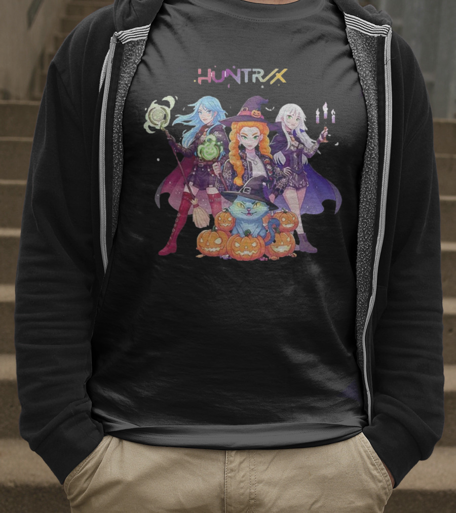 Huntrix Halloween 2025 Pumpkin Kpop Demon Hunter Spooky Witches And Cat T-Shirt