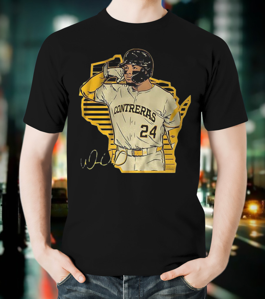 William Contreras Milwaukee Brewers Number 24 Call The 'Pen Signature T-Shirt