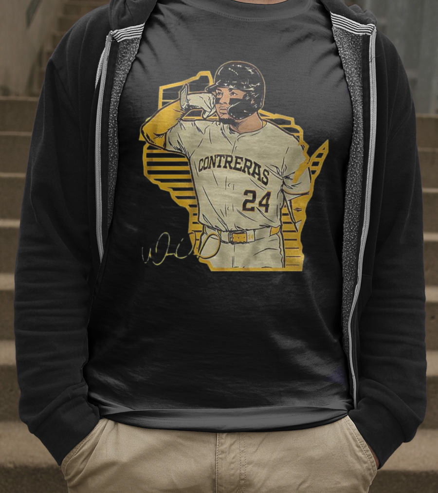 William Contreras Milwaukee Brewers Number 24 Call The 'Pen Signature T-Shirt