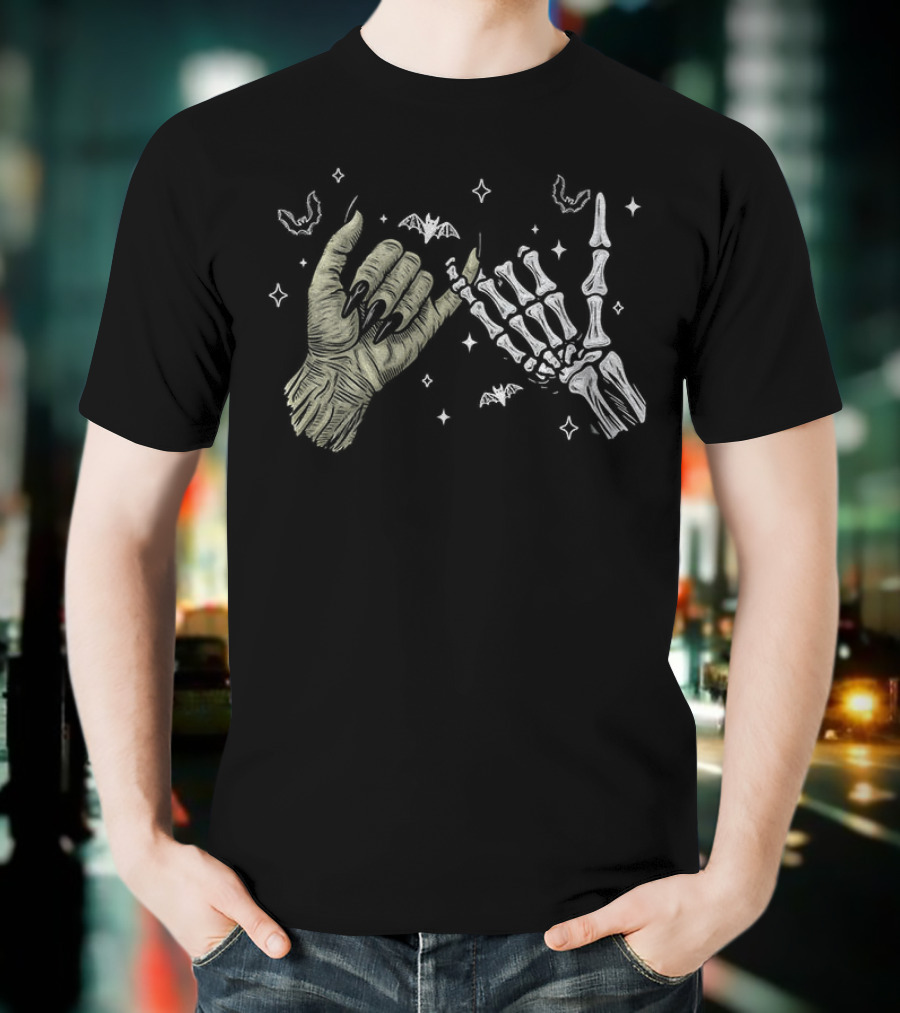 Witch And Skeleton Hands Spooky Season Halloween T-Shirt