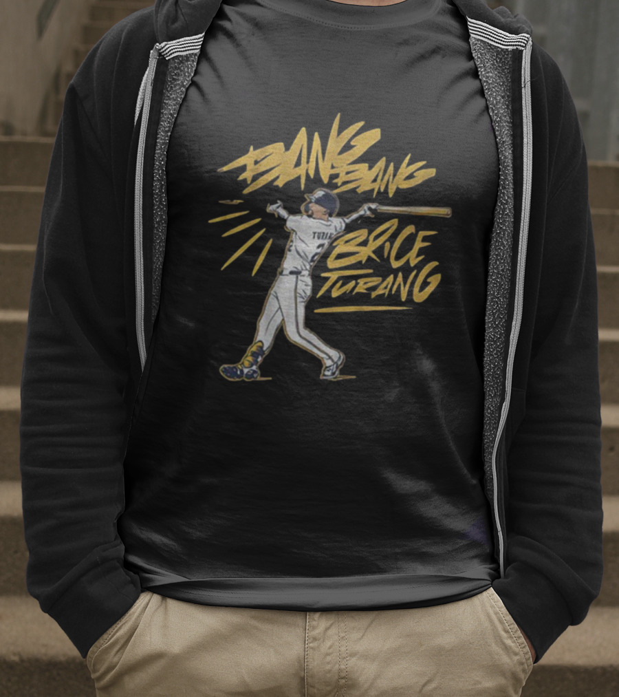 Bang Bang Brice Turang Milwaukee Brewers MLB 2025 Baseball Action T-Shirt