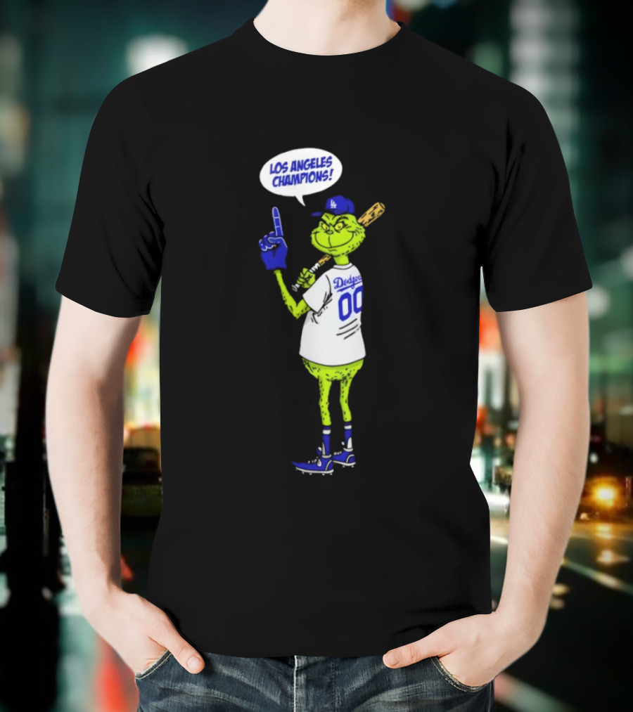 Los Angeles Dodgers Champions 2025 Merry Christmas Grinch Fan T-Shirt