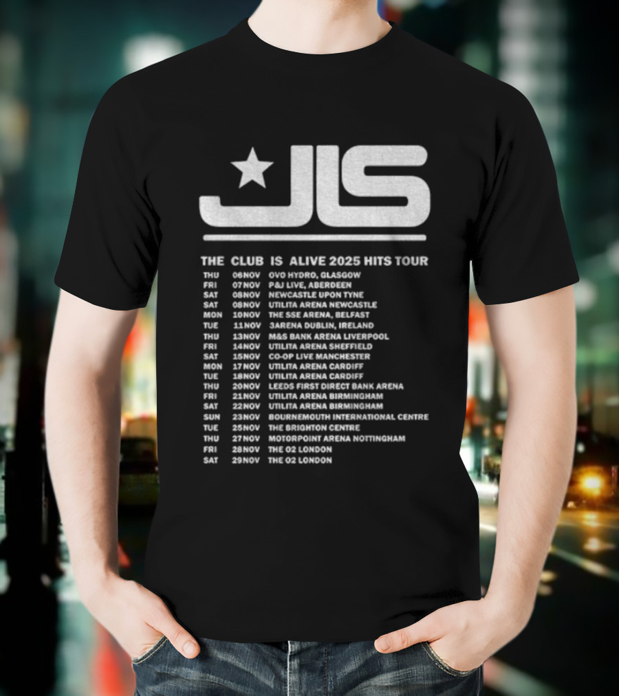 JLS The Club Is Alive 2025 Hits Tour Dates And Cities T-Shirt
