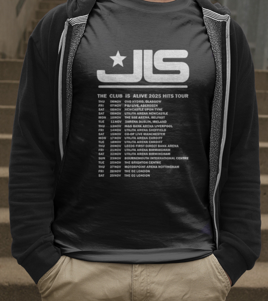 JLS The Club Is Alive 2025 Hits Tour Dates And Cities T-Shirt