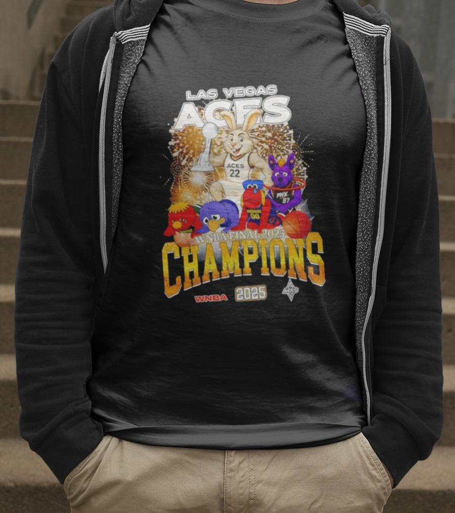 Las Vegas Aces 2025 WNBA Final Champions Phoenix Indiana Seattle Mascot T-Shirt