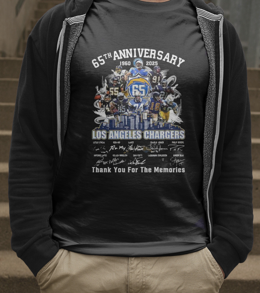 Los Angeles Chargers 65th Anniversary 1960 2025 Thank You For The Memories T-Shirt