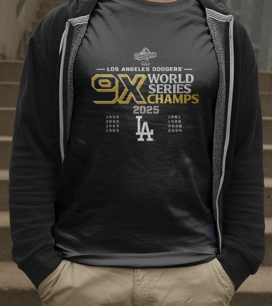 Los Angeles Dodgers 9X World Series Champs 2025 T-Shirt