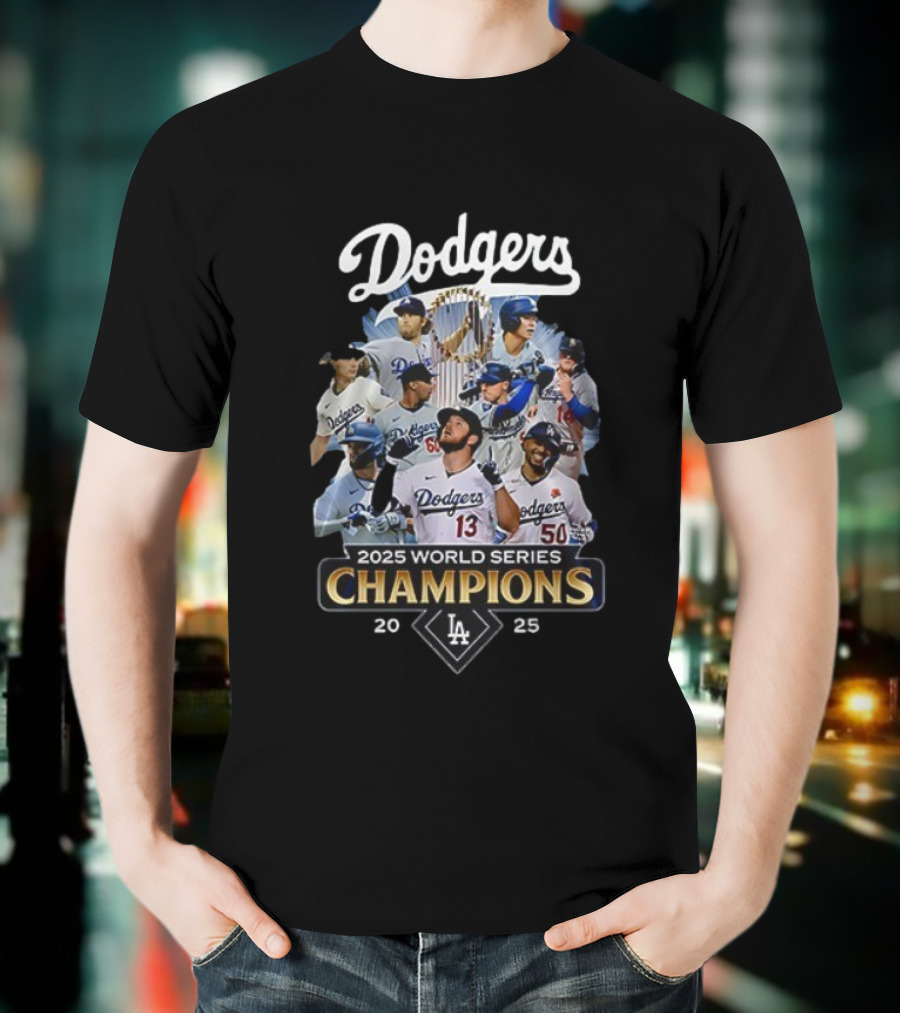 Dodgers 2025 World Series Champions Team Collage T-Shirt