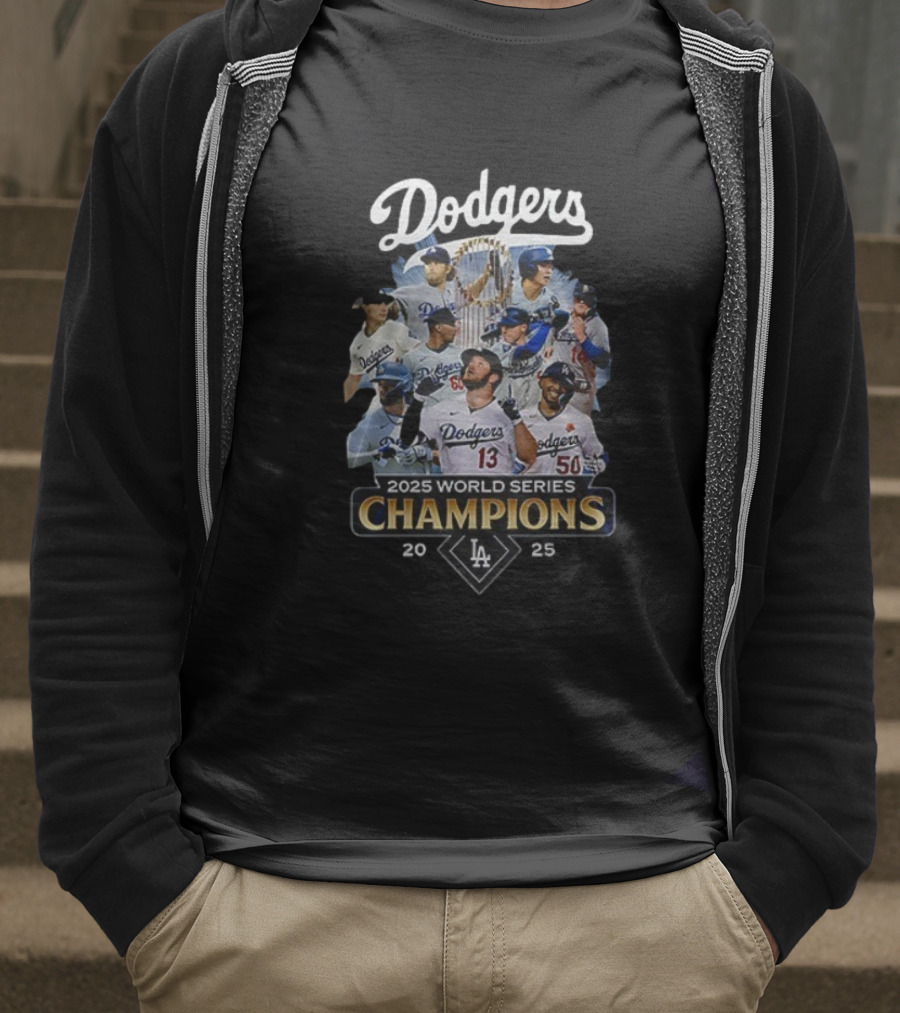 Dodgers 2025 World Series Champions Team Collage T-Shirt