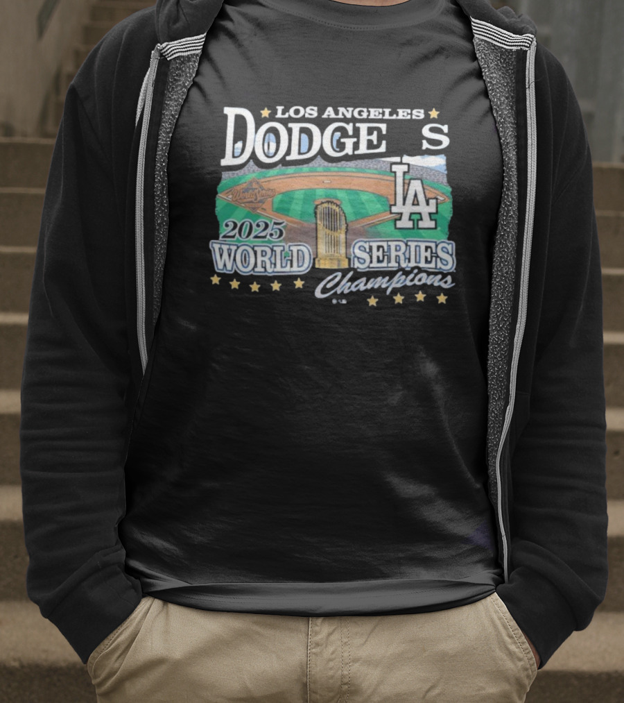 Los Angeles Dodgers 2025 World Series Champions LA Logo Stadium Imagery T-Shirt