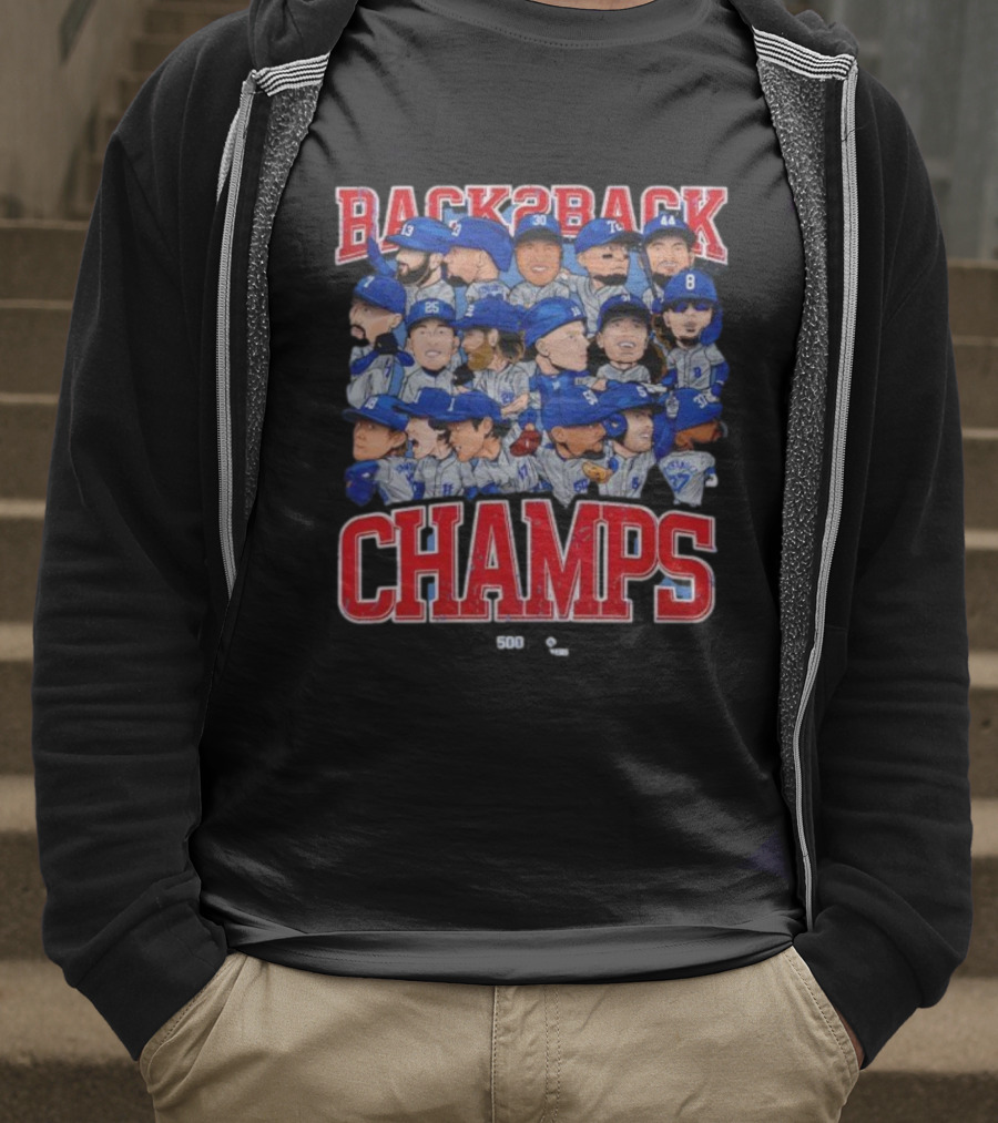 Back2Back Champs Los Angeles Dodgers Players 50th Anniversary T-Shirt