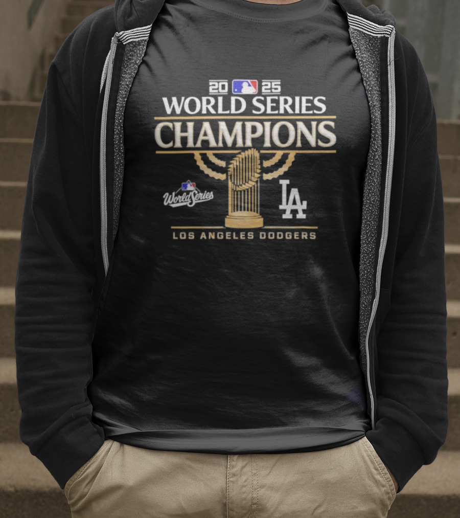 Los Angeles Dodgers 2025 World Series Champions Celebration MLB Trophy LA T-Shirt
