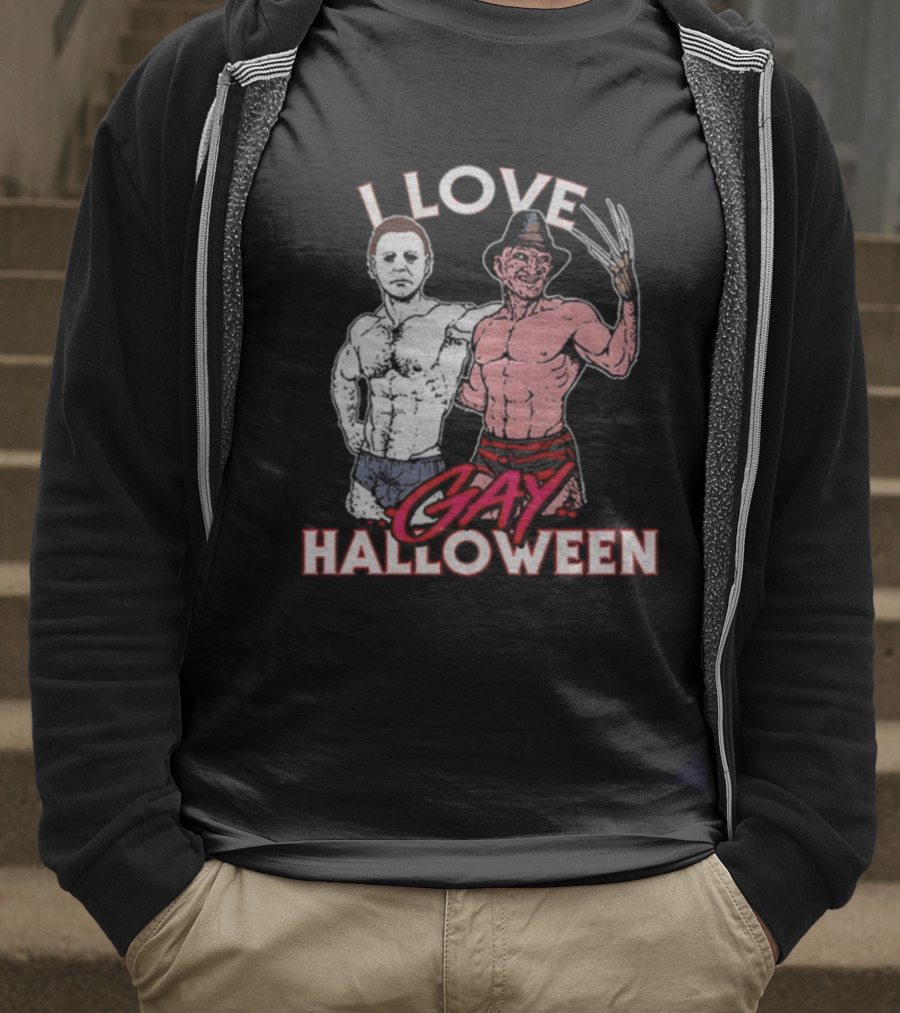 I Love Gay Halloween Michael Myers Freddy Krueger T-Shirt