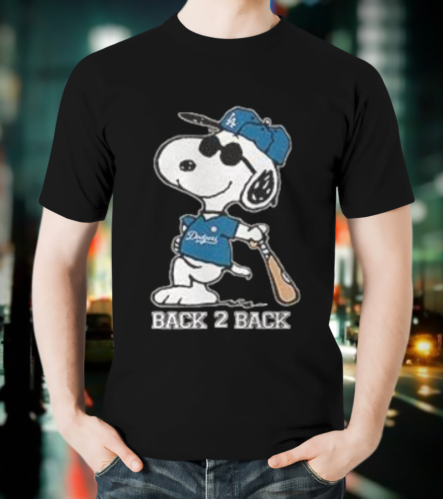 Snoopy Dodgers Back 2 Back Baseball Champion T-Shirt