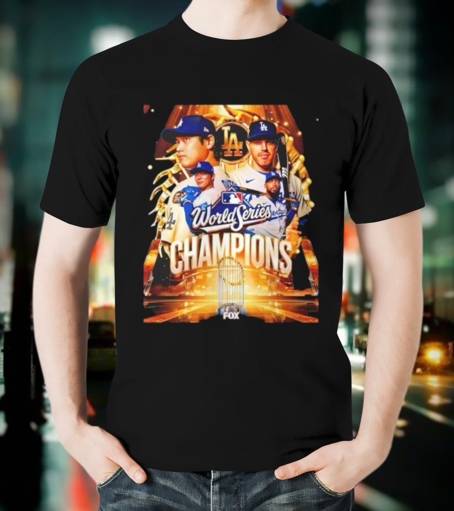 Los Angeles Dodgers 2025 World Series Champions MLB Logo Fox Sports Coverage T-Shirt