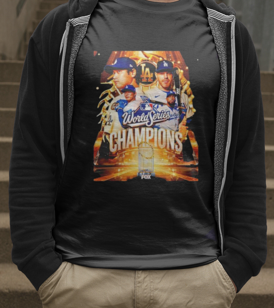 Los Angeles Dodgers 2025 World Series Champions MLB Logo Fox Sports Coverage T-Shirt