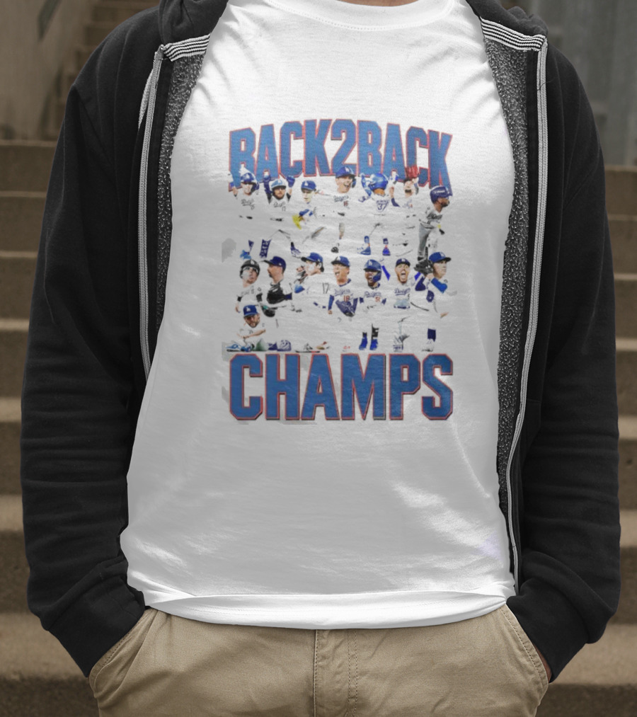 Back 2 Back LA Dodgers Champs Team Celebration T-Shirt