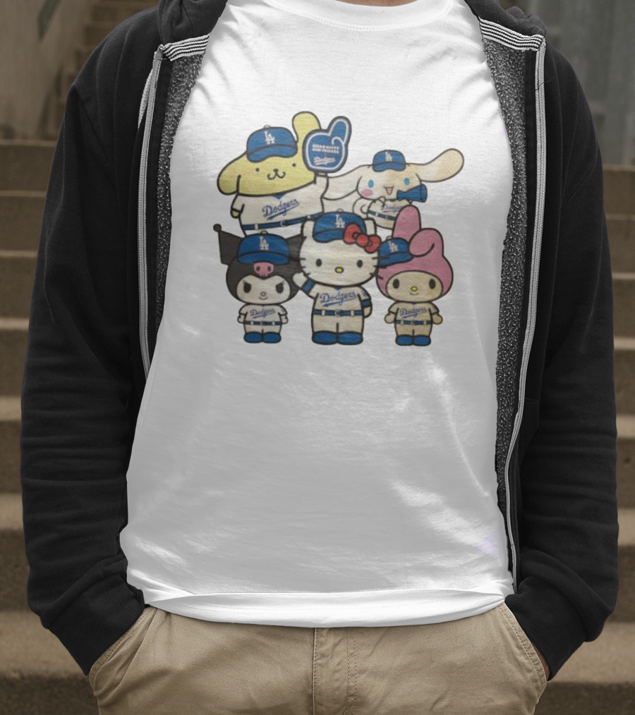 Hello Kitty Dodgers Collaboration MLB World Series 2025 Champions Back-to-Back T-Shirt