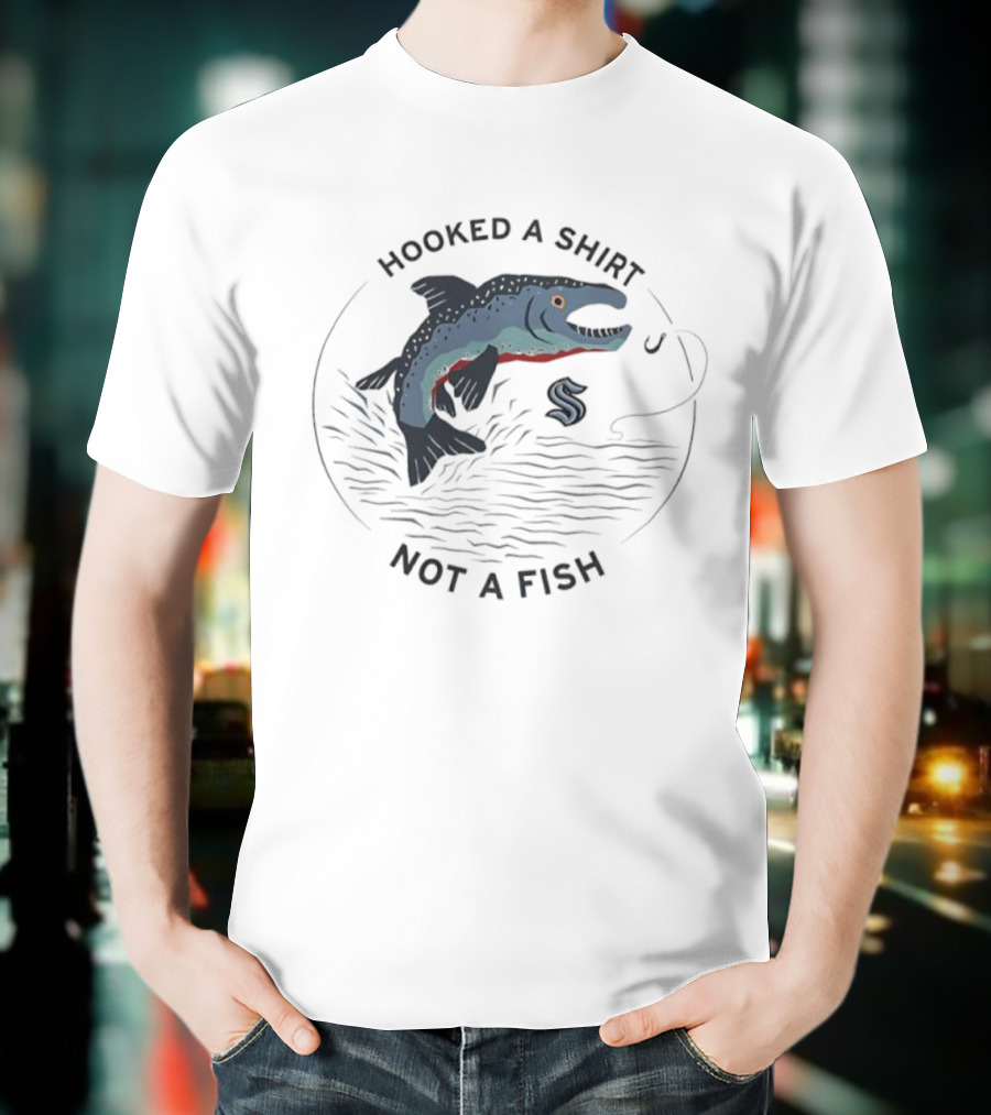 Hooked A Not A Fish Catchy Fishing Hook Design T-Shirt