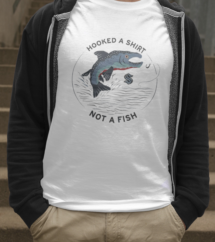 Hooked A Not A Fish Catchy Fishing Hook Design T-Shirt