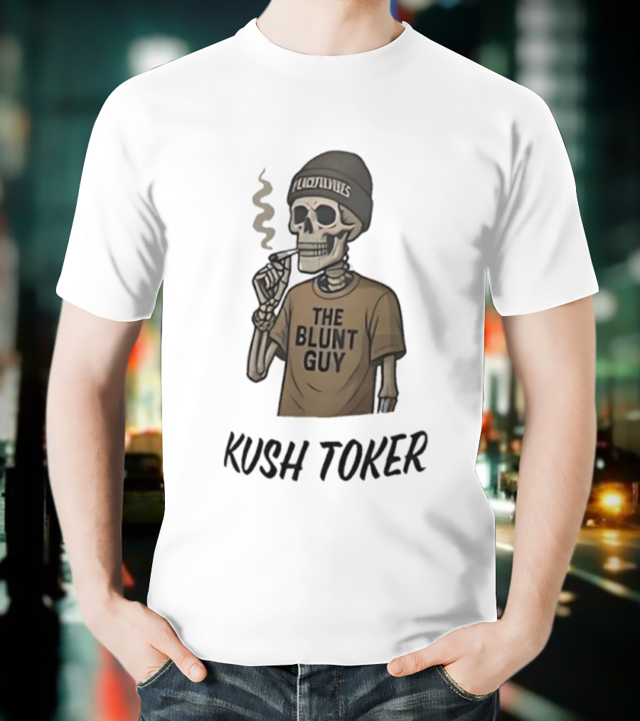 Kush Toker Skeleton Smoking The Blunt Guy T-Shirt