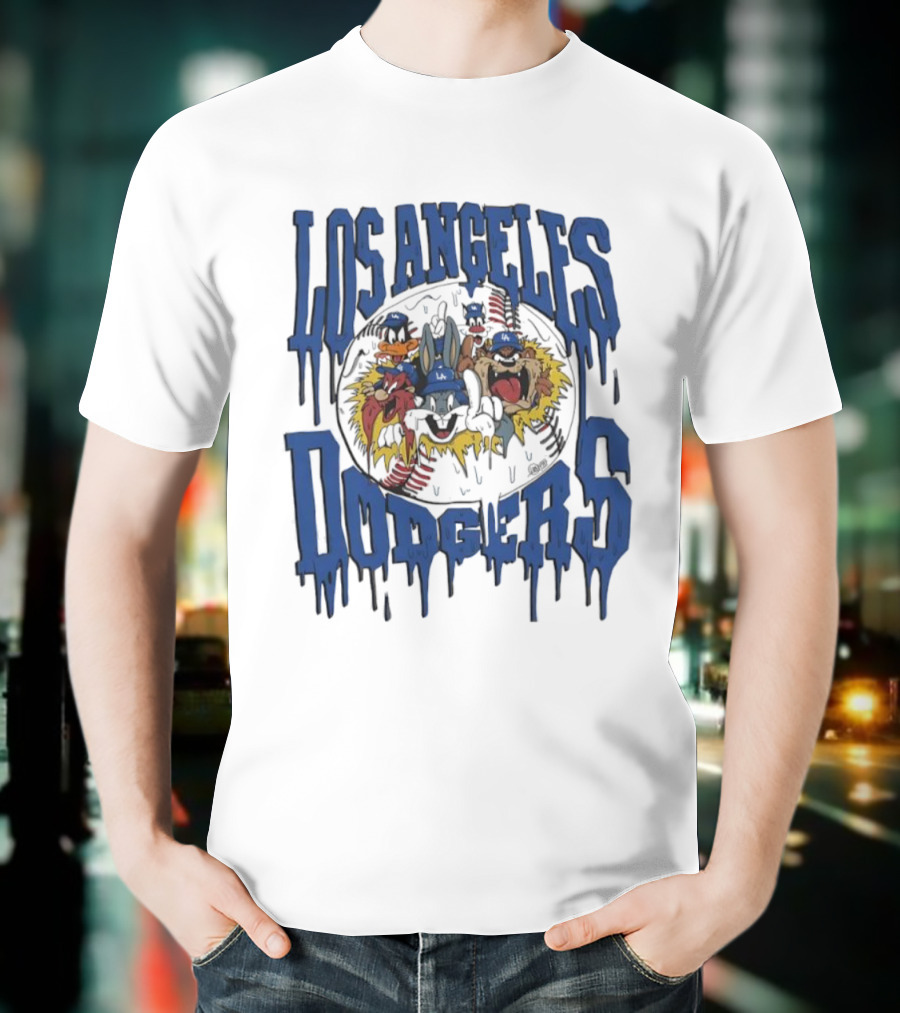 Los Angeles Dodgers Looney Tunes Dripping Vintage Style T-Shirt