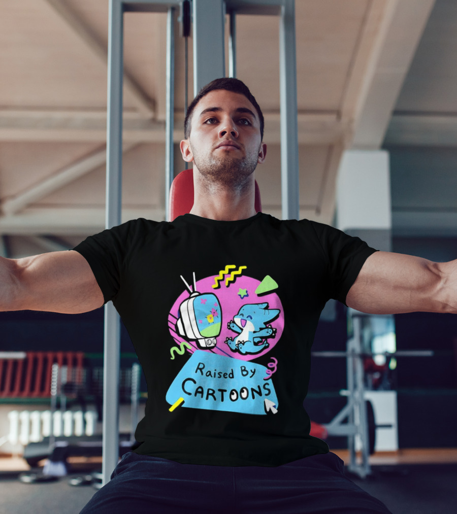 Raised By Cartoons Dragons Vibrant TV Retro Style T-Shirt