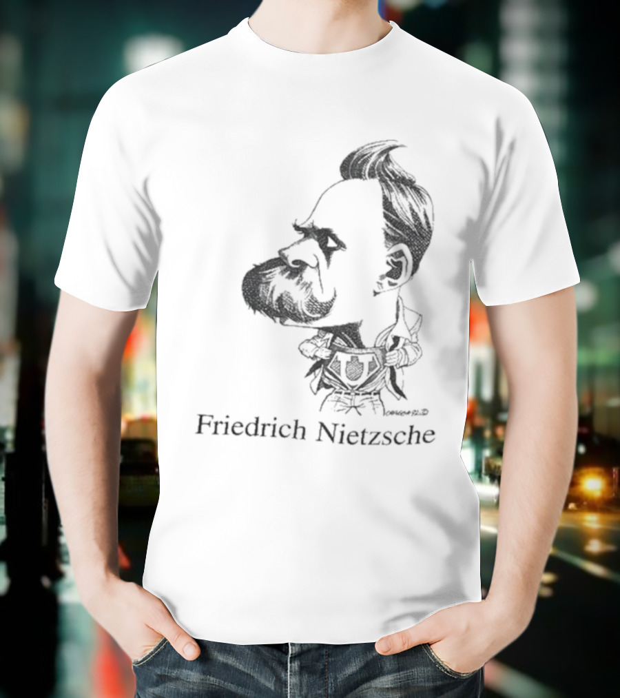 Friedrich Nietzsche Caricature Silhouette Image T-Shirt