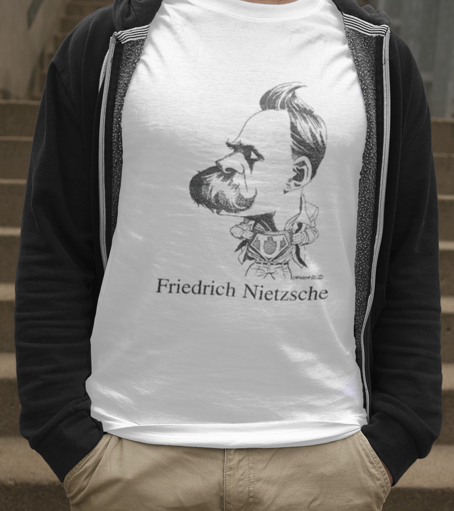 Friedrich Nietzsche Caricature Silhouette Image T-Shirt