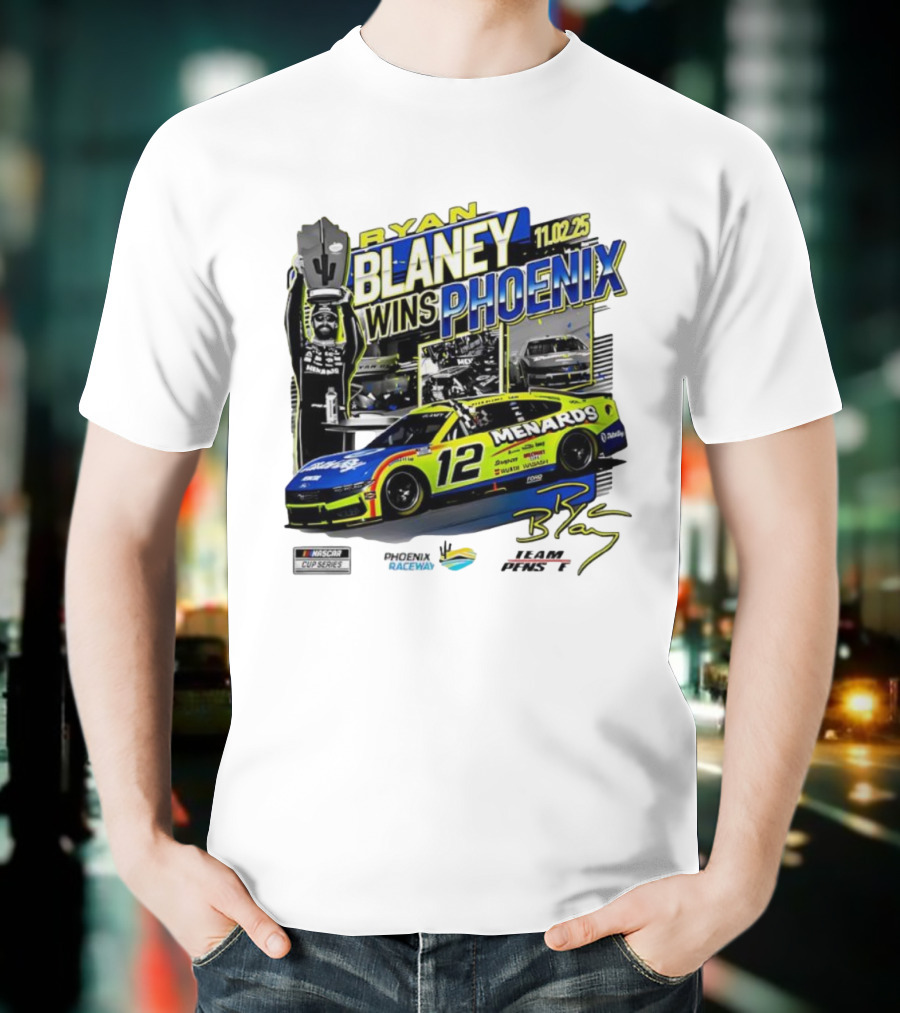Ryan Blaney Wins Phoenix 11.02.25 NASCAR Cup Series Menards 12 Car Championship Race Phoenix Raceway T-Shirt